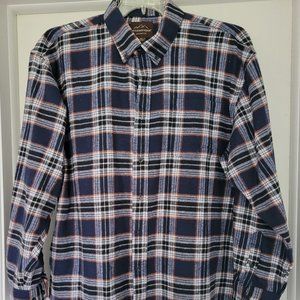 Men's Navy Blue plaid flannel shirt - XL